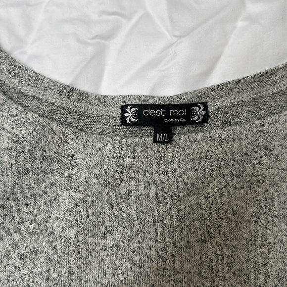 C'est Moi Heather Grey Boatneck Batwing 3/4 sleeve Top - M/L - EUC - Picture 4 of 8